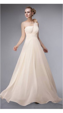 long Shoulder A-line Chiffon Bridesmaid Dress KSP091