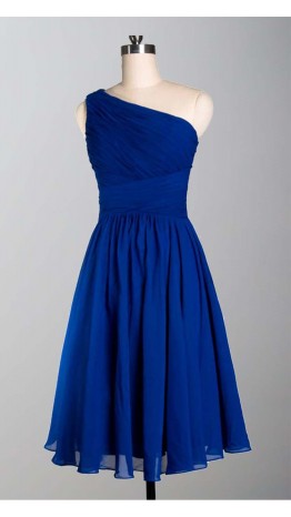 One Shoulder Simple Slim Short Bridesmaid Dresses KSP308