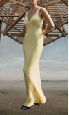 Butter Yellow Satin Sheath Bridesmaid Dress with Empire Waist KSP675
