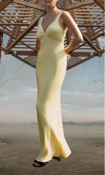 Butter Yellow Satin Sheath Bridesmaid Dress with Empire Waist KSP675