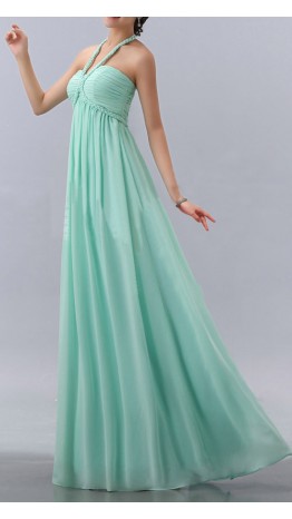 Mint Green Braid Halter Neck Long Prom Dress/ Pregnant Bridesmaid Dress KSP169