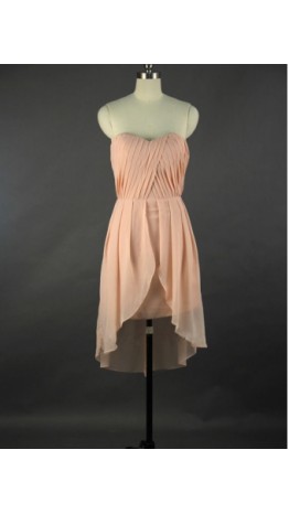 Peach Affordable High Low Bridesmaid Dresses KSP242