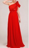 Floral Single Sleeve Floor Length Chiffon Prom Dresses KSP032