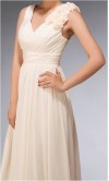 Classic V-neck Long Chiffon Champagne Bridesmaid Dress KSP095