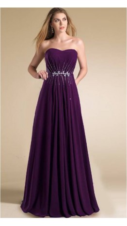 Purple Strapless Sweetheart chiffon Lone Prom Dresses KSP106