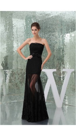 Black Elegance Strapless Lace Formal Dresses KSP226