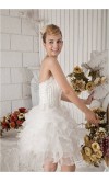 Short White Corset Homecoming Dress with Lace Embroidery KSP234