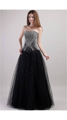 Strapless Shining Beading Tulle Ball Gowns KSP198