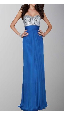 Cross Straps Rhinestone Empire Long Formal Dresses KSP317