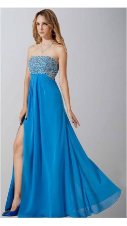 Sexy High Slit Tie Up Open Back Formal Dresses KSP323