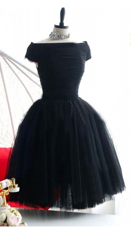 Vintage Off The Shoulder Little Black Dress KSP352