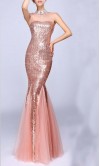Pink Glitter High Neck Mermaid Long Prom Dress KSP354