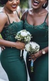 Emerald Green Spaghetti Straps Mermaid Bridesmaid Dresses KSP672