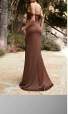 Mocha Ruched Long Satin Bridesmaid Dress Convertible 3 Ways KSP673