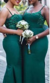 Emerald Green Spaghetti Straps Mermaid Bridesmaid Dresses KSP672
