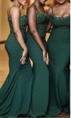 Emerald Green Spaghetti Straps Mermaid Bridesmaid Dresses KSP672