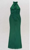 Dark Green Halter Sheath Ruched Long Bridesmaid Dresses KSP674