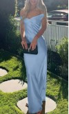 Off Shoulder Satin Floor Length Sheath Prom Dress Formal Party Dress KSP671