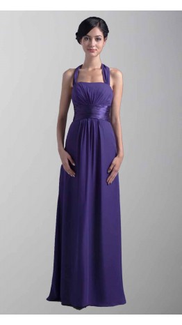 Elegant Purple Halter Long Bridesmaid Dresses KSP382