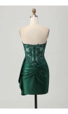 Dark Green Side Draped Bodycon Corset Short Prom Dresses KSP681