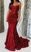 Sequined Red Bustier Mermaid Prom Dress UK Sweetheart KSP689