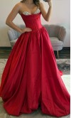 Princess Red Prom Gown Sweetheart Neckline Corset Bodice KSP682