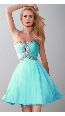 Sequin Keyhole Bust Teal Knee Length Prom Dresses KSP399