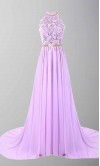 Plum Floral Lace Long Backless Prom Dress with Train KSP460