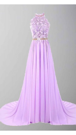 Plum Floral Lace Long Backless Prom Dress with Train KSP460