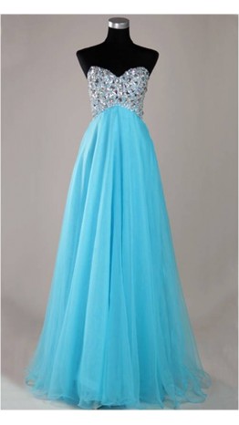 Luxury Sweetheart Strapless Long Organza Prom Dresses KSP162