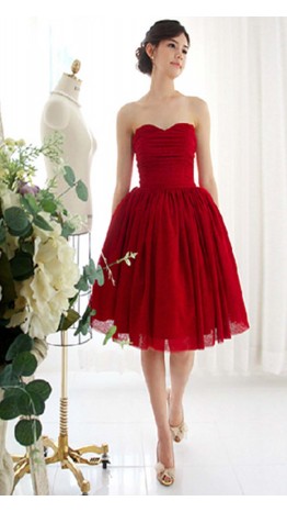 Cute Red Sweetheart Short Tulle Graduation Dresses KSP237