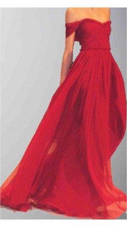 Flowing Floor Length Sexy Off Shoulder Red Formal Dress KSP277