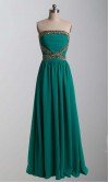 Green Strapless Golden Sequin Long Prom Dresses KSP339