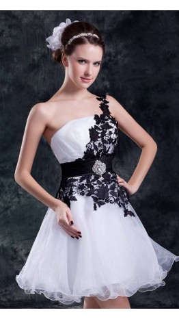 Black and White Short Prom Graduation Dress KSP375