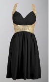 Black and Gold Sequin Short Prom Dresses UK KSP380