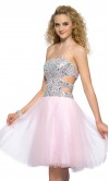 Cut Out Sweetheart Glitter Short Pink Prom Dresses UK KSP394