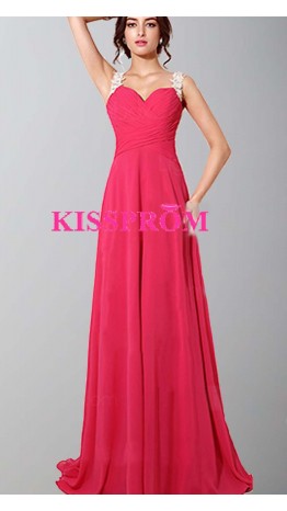 Coral Floral Lace Long Straps Prom Dresses UK KSP425