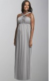 Halter Grey Empire Long Maternity Bridesmaid Dresses KSP482