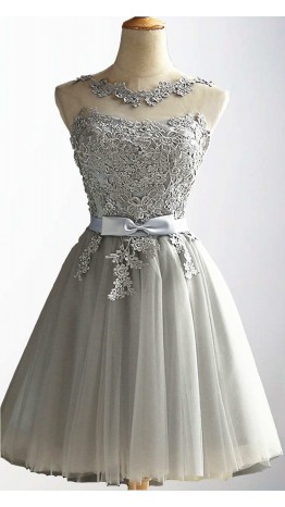 Cheap Custom Applique Lace Short 8th Grade Prom Dresses KSP488