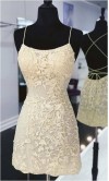 Applique Short Yellow Prom Dresses String Back KSP581