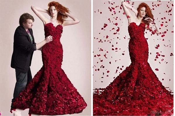 Shocking Red Rose Mermaid Evening Dresses