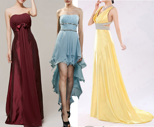 Classic aline prom dresses with sweep train