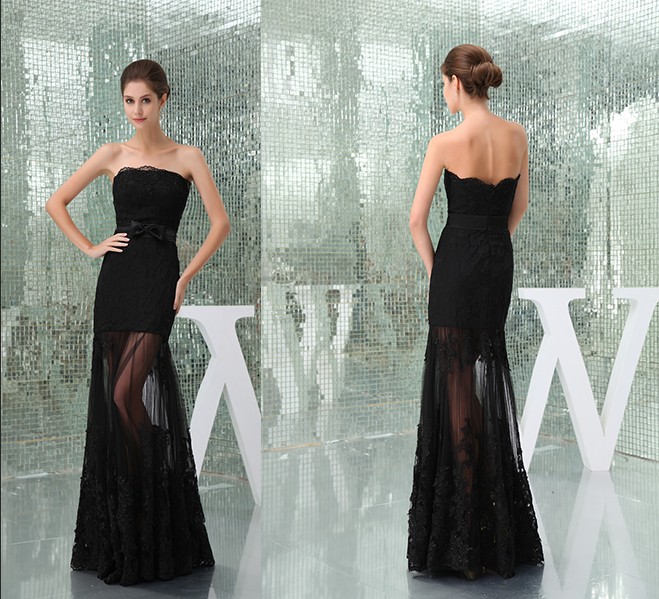 elegance black lace promdresses