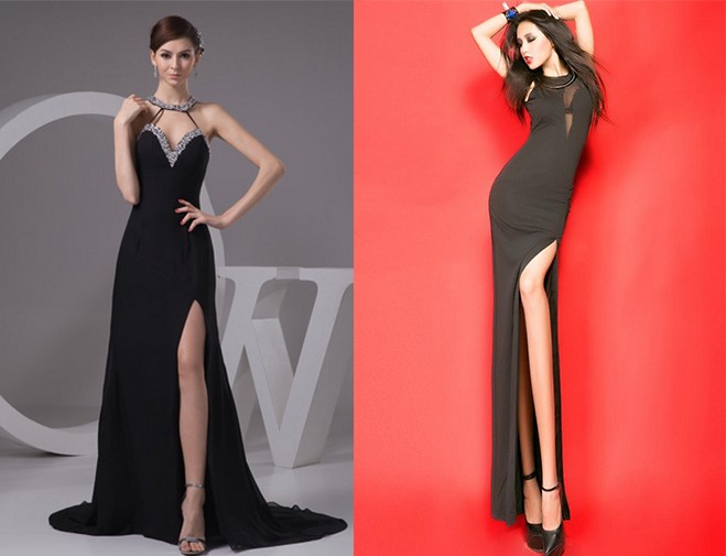 elegance sexy slit prom dresses