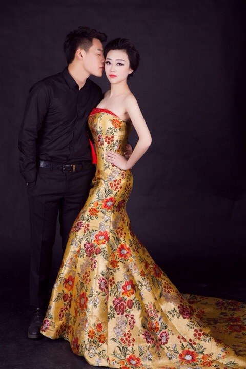 Chinese style Print Mermaid Prom Dresses