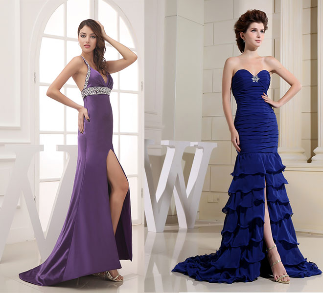 sheath long prom dress with train