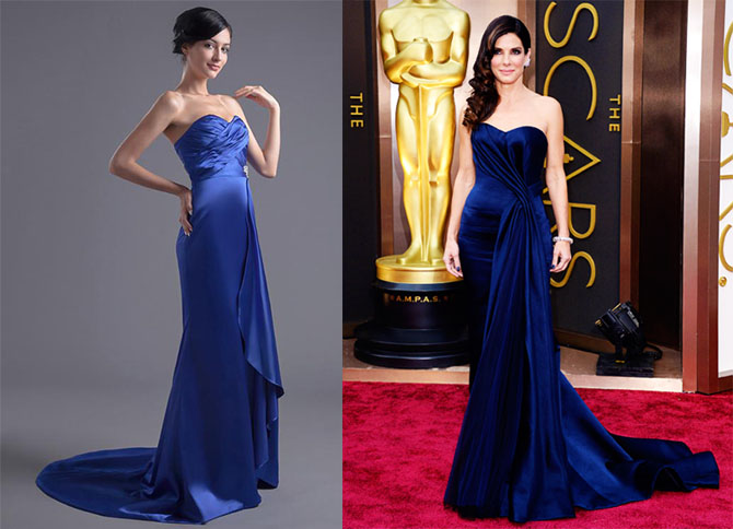 Sandra Bullock blue sweetheart dress