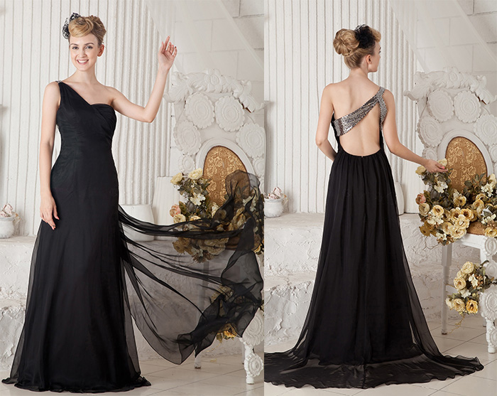 black one shoulder prom dresses