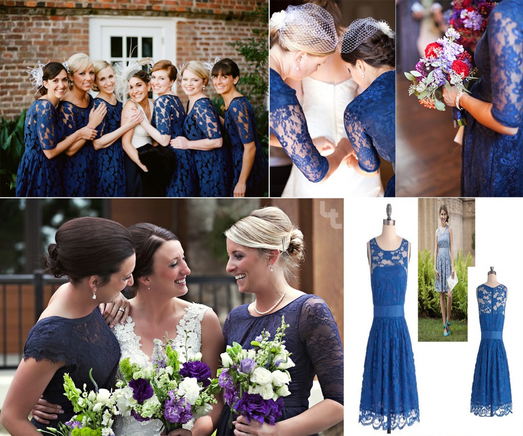 lace navy blue bridesmaid dress