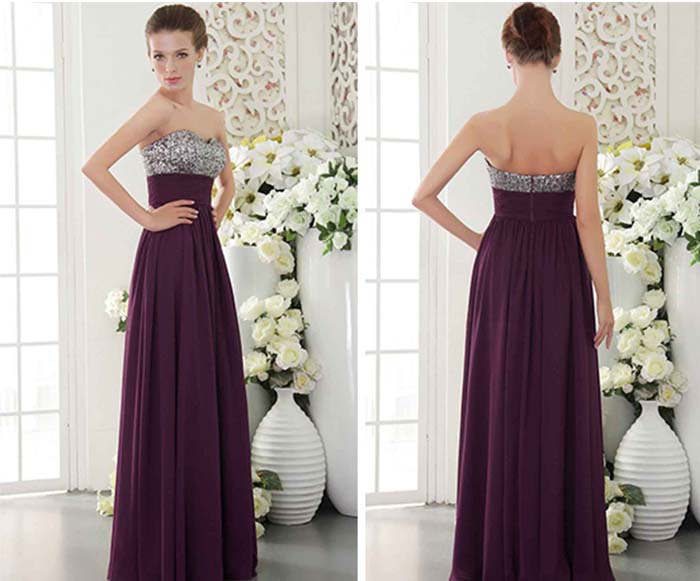Sequin burgundy sequin long empire prom dresses 2016 KSP319